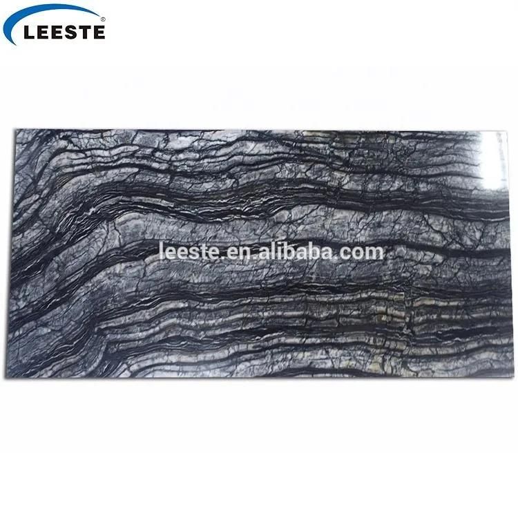 Cheap Polished Black Serpeggiante Ancient Wood Grain Marble Slab