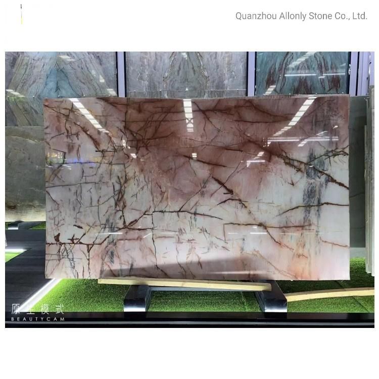 Pink Rose Red Nature Stone Quartzize Marble Table Top