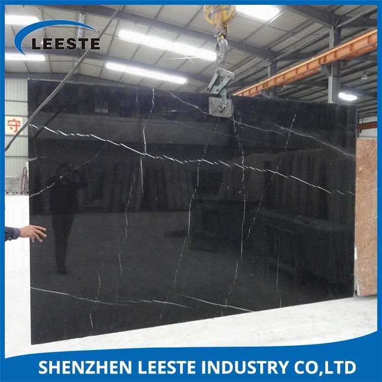 China Cheap Black Color with White Veins Marble Slab