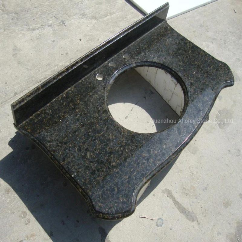 Prefab Butterfly Green Granite Counter Top with Vessel Sink Cutout