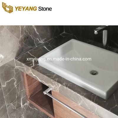Popluar Black Marble with Gold Veins for Bathroom Project