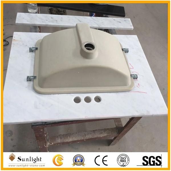 Prefabricated Marble Vanity Top with Backsplash and Internal Oval Sink