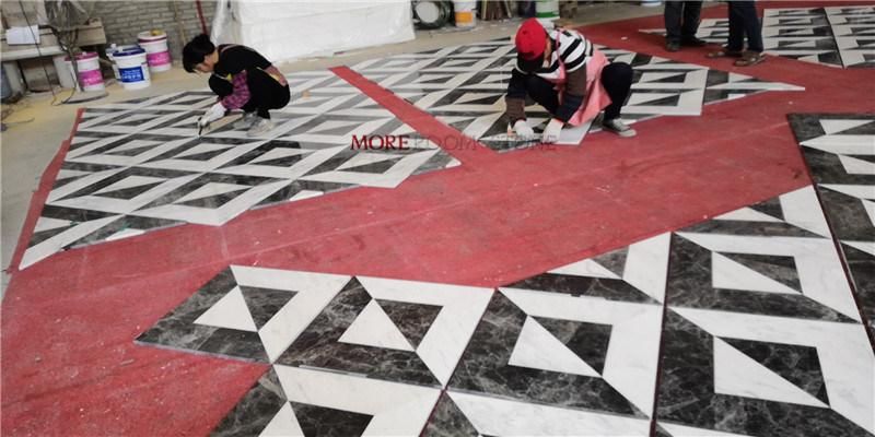 Waterjet Dark Emperador and Beige Marble Flooring Tile