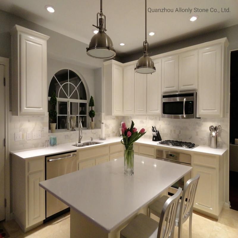 Artificial Stone Blizzard White Quartz Island Tops for Kitchen
