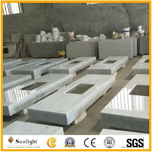 Custom Cheap Natural Carrara White Marble Stone Bathroom Vanity Countertops