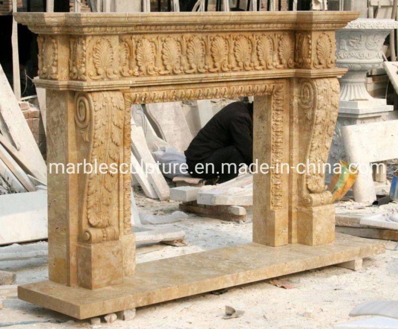High Polished Stone Sculpture Statue Marble Fireplace (SYMF-044)