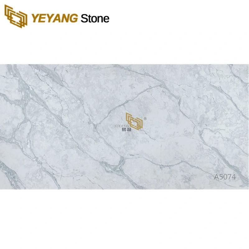 White Quartz Grey Veins for Bathroom Vanity/Kitchen Island/Countertop Floor/Wall