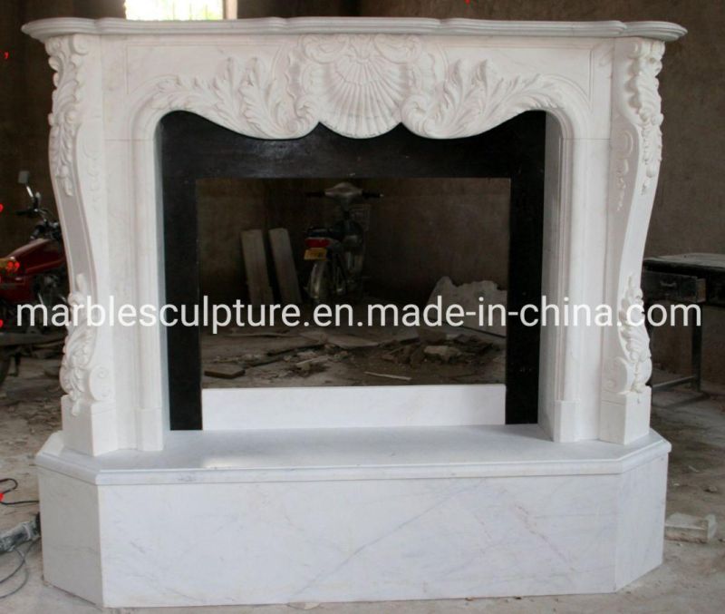 Custom Hand Carving Indoor Classic Marble Fireplace (SYMF-185)