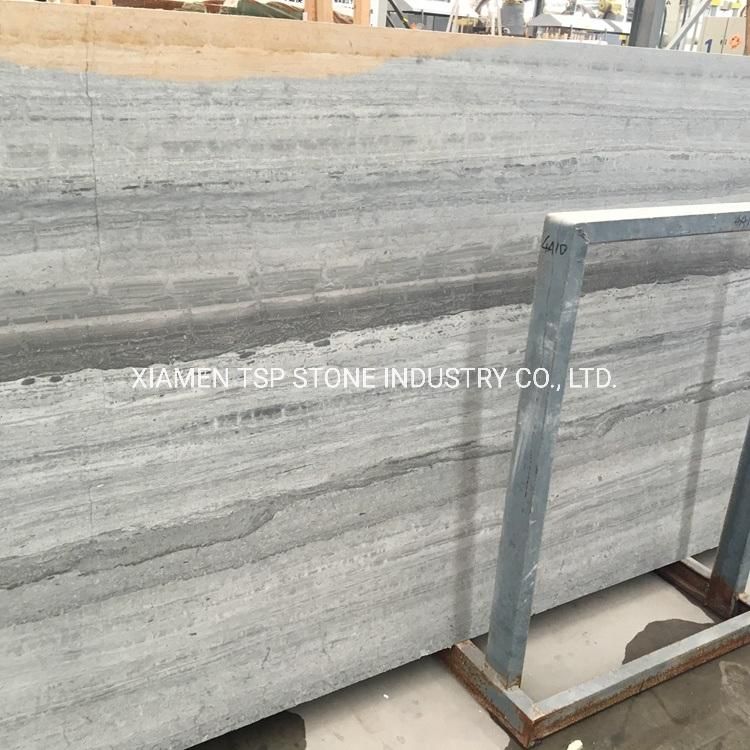 Chinese White Blue Grey Wooden Vein Wood Grain Marble Slab Tile