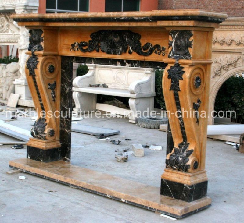 Natural Indoor Decorative Hand Carved Marble Fireplace (SYMF-211)
