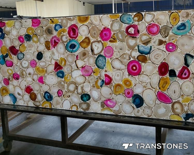 Decorated Natural Precious Stone Green Agate Table Top