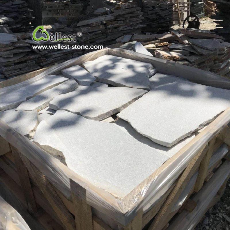 Sparkle White Quartzite Slate Stone Random Flagstone for Outdoor Paving