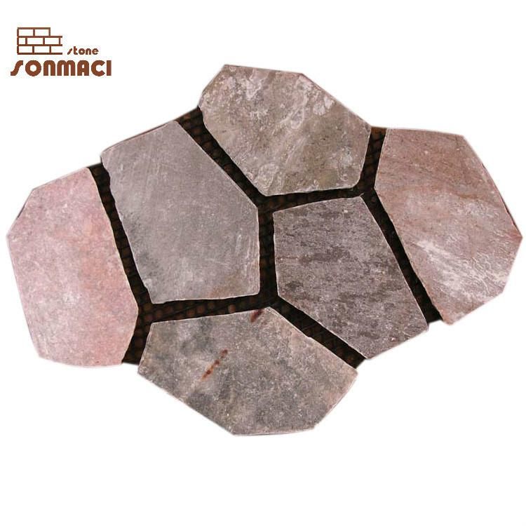 Rusty Color Flagstone Flooring Tile with Mesh