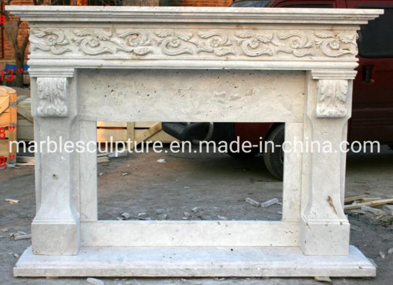 Natural White Stone Marble Fireplace Home Decoration (SYMF-118)