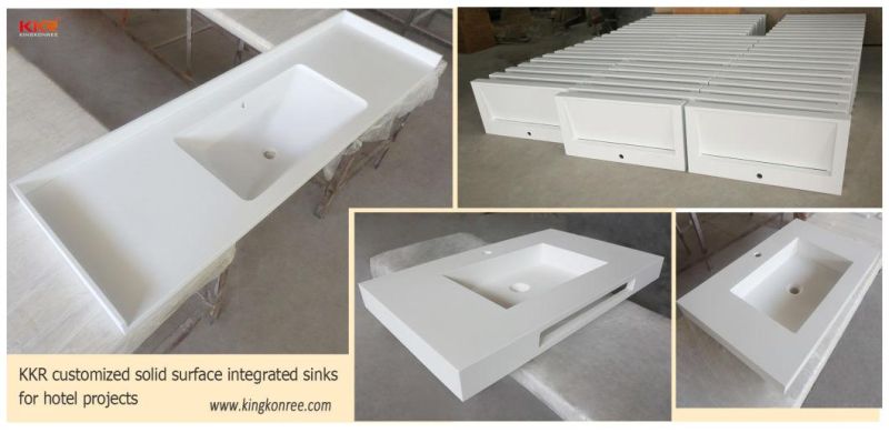 Hotel Project Custom Made White Bathroom Vanity Top with Sink