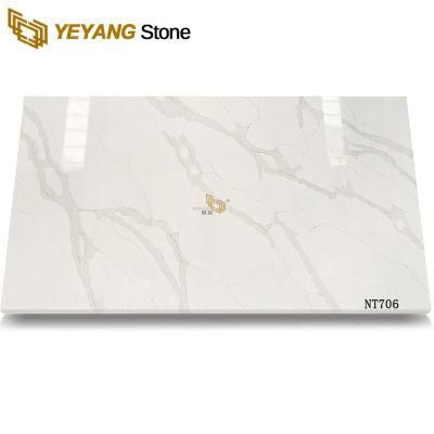 Hot Sale Prefab White Calacatta Artificial Quartz Stone Slab