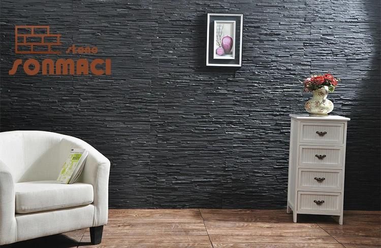 Exterior Wall Slate Tile Black Stone Stacked Veneer