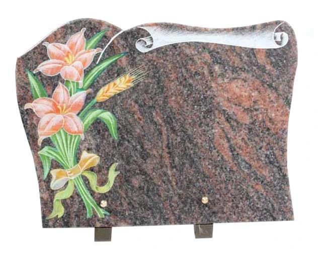 Paper Shape Orange Flowers Green Leaves Memorial Plaque