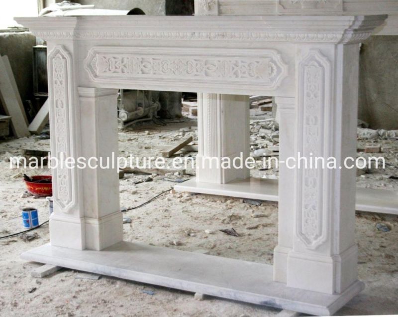 Simple White Marble Fireplace for Indoor Home Decoration (SYMF-082)