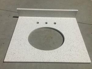 White Mirror Fleck Quartz-P005-Vanity Bathroom Vanity Top Bath Top