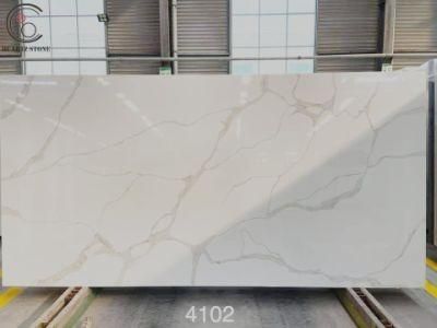 White 4102 Artificial Quartz Stone Slab Used for Kitchen Countertops