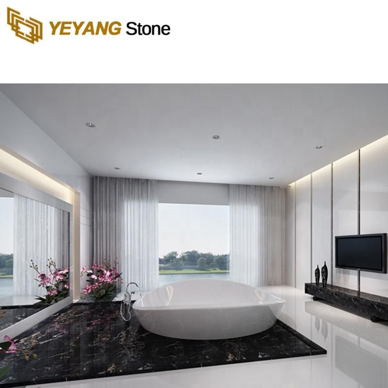 Full Polishing Natural Black and Gold Marble Big Slab