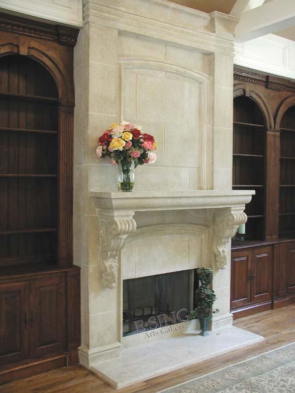 Very Impressive High Design Double Antique Stone Marble Fireplace