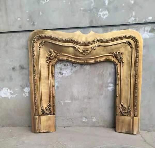 Hand Carved White Marble Fireplace Mantels Surround with Metal