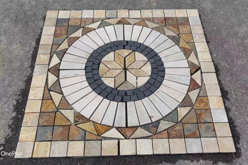 Nature Slate Mosaic Tile Slate Pattern Slate Waterjet Customized Design Medallion