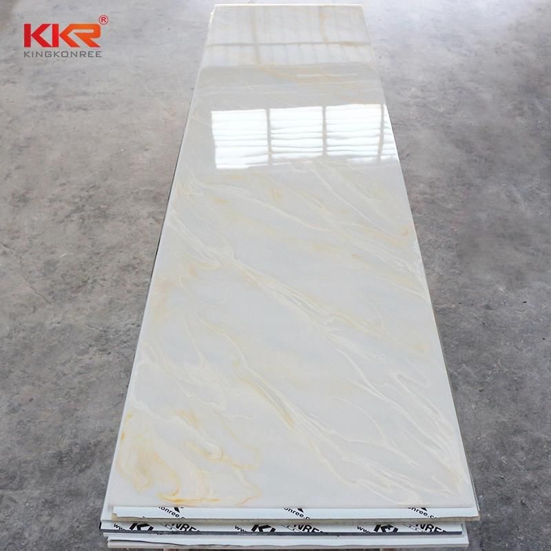 Translucent Acrylic Stone Decorated Polished White Onyx Solid Surface Sheet for Wall Covering