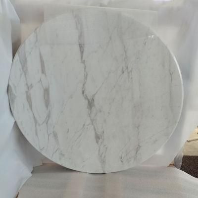 Greece New Volakas White Marble Table Tops Round Kitchen Dining Table