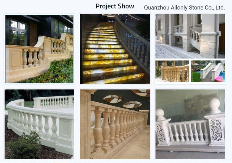 Customized Natural Stone White Marble Balcony Baluster with Stone Railing