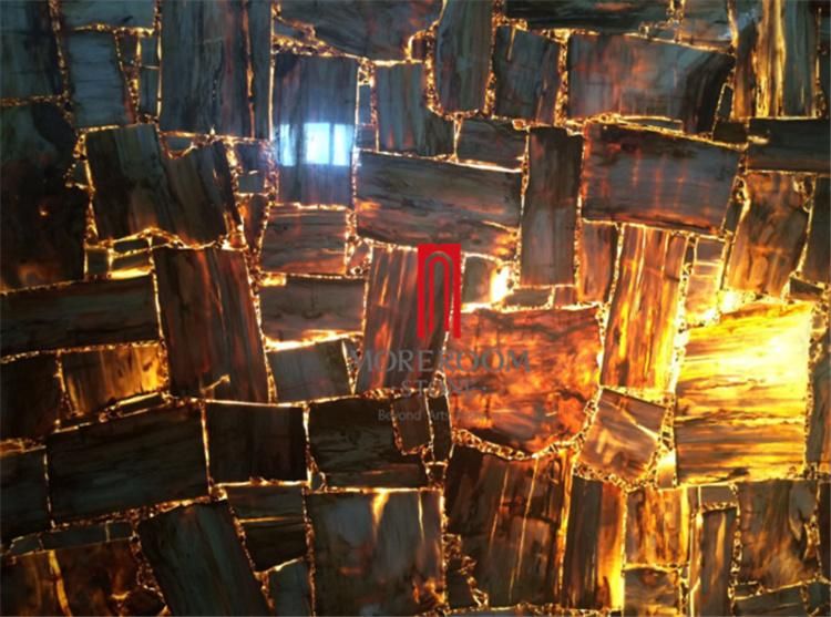 Moreroom Stone Interior Countertop / Wall /Table Top / Flooring Design Translucent Semi Precious Stone Petrified Wood Stone
