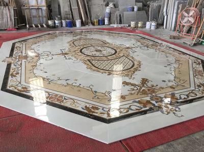 Interior Natural Stone Waterjet Medallion Inlay Marble Flooring