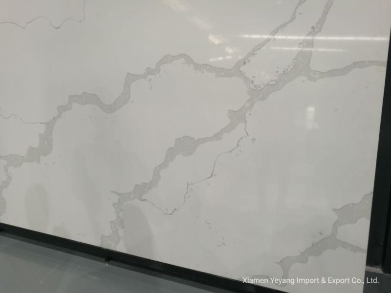Solid Surface Calacatta Quartz Slabs for Countertop/Vanitytop