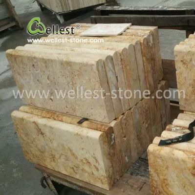 Antique Anti-Slip Bullnose Travertine Coping Stone Paver Tile Around The Swimming Pool