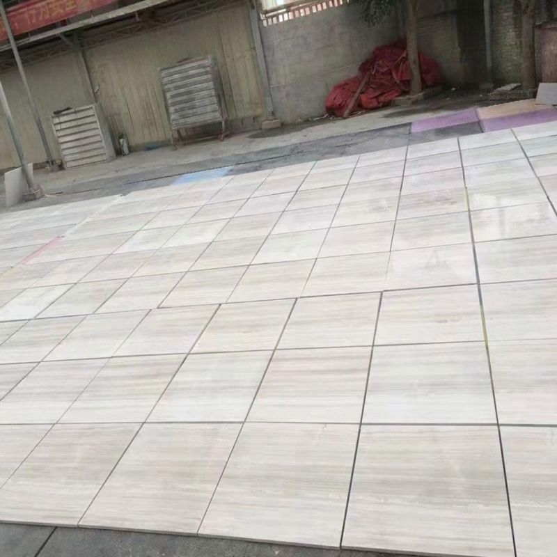 Customized Project White Wood Grain Marble Restaurant Wall Panels Covering