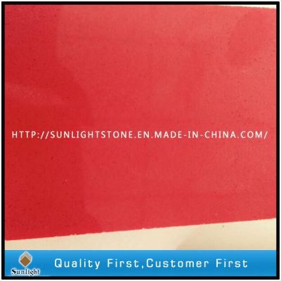 Pure Red Artificial Quartz Stone for Kitchen Countertop Slab