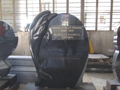 Black Granite Headstone Grave Stone Cemetery Monuments with Dolphin Design
