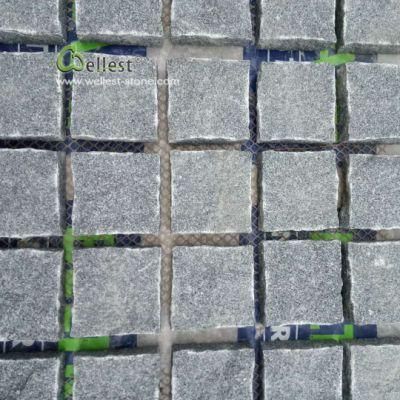 G654 Dark Grey Granite Pavers on Mesh