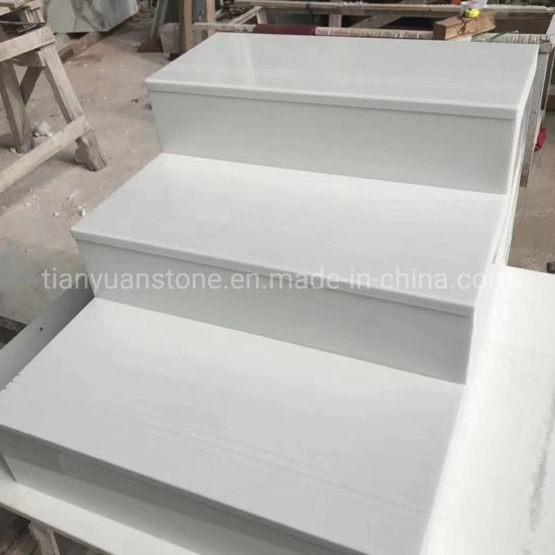 Artificial Marble Pure White Nano Glass 12mm Thickness Stairs