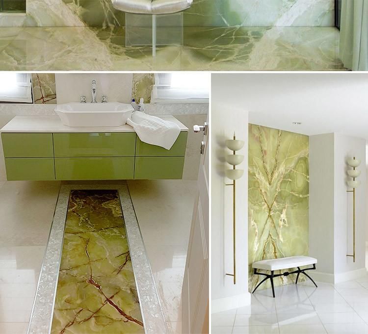 Translucent Dark Green Onyx with Red Vein Wall Slab Panel Decoration