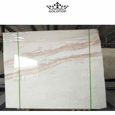 High Performance Stone Slabs Gold Veins Hemus White Marble Slab for Countertop and Bathroom Vanities