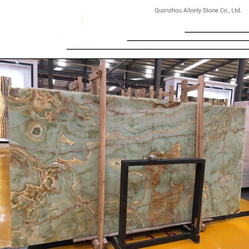 Luxury Green Onyx Marble Stone Panel for Bathroom Wall Design
