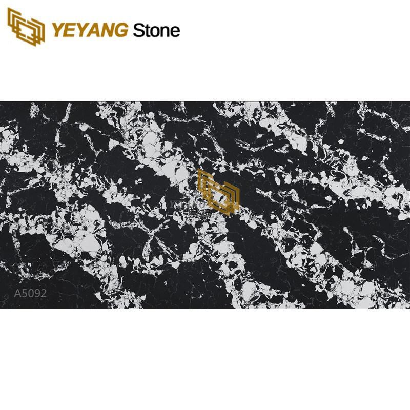 Black Quartz with White Veins Calacatta Quartz for Countertops/Kitchen/Bathroom Vanity