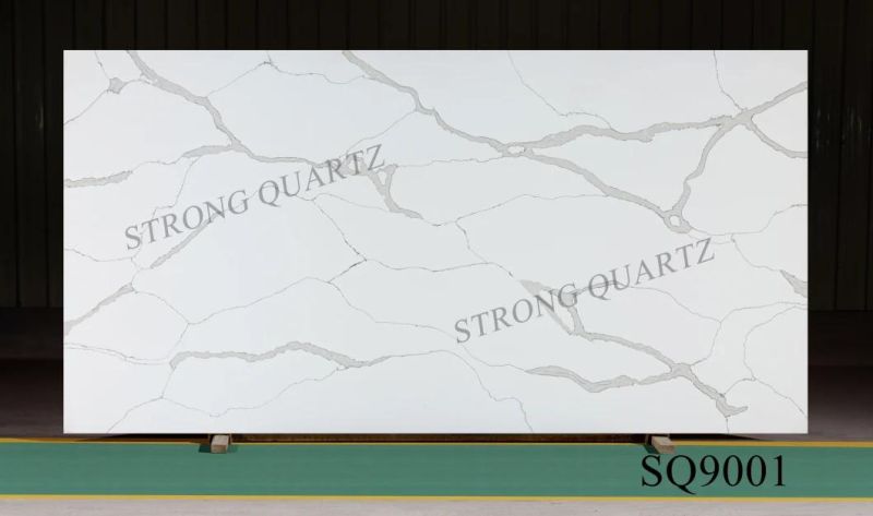 Artificial Slab Calacatta Gold White Quartz Stone Slab for Kitchen Countertop 2cm 3cm