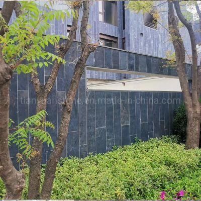Natural Stone Sawn Cut Black Limestone Brick Stone and Corner for Wall