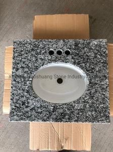 Water Wave White Granite Bath Vanity Top with Ceramic Undermount Sink