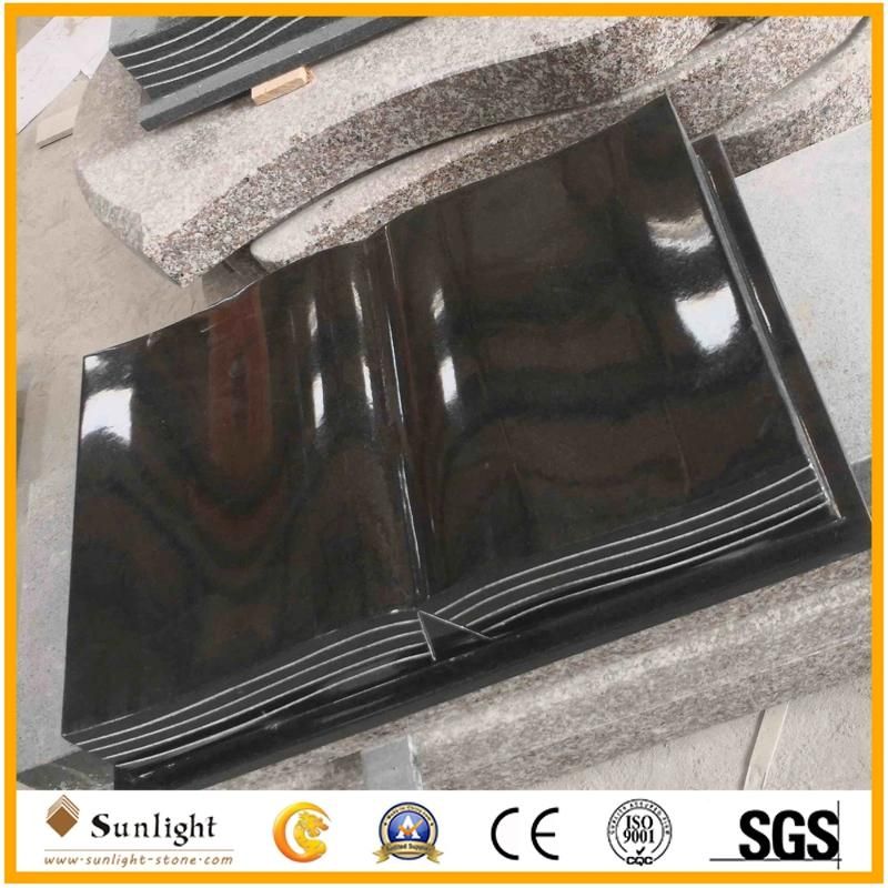 India Black Granite Book Bible Style Tombstone for Cemetery