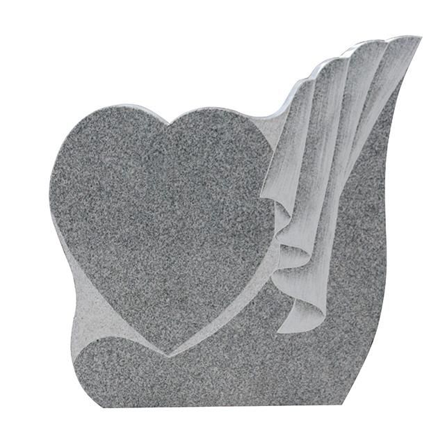 Fujian Manufacturer Customized Beautiful Heart Shape Headstone with Wing Carving